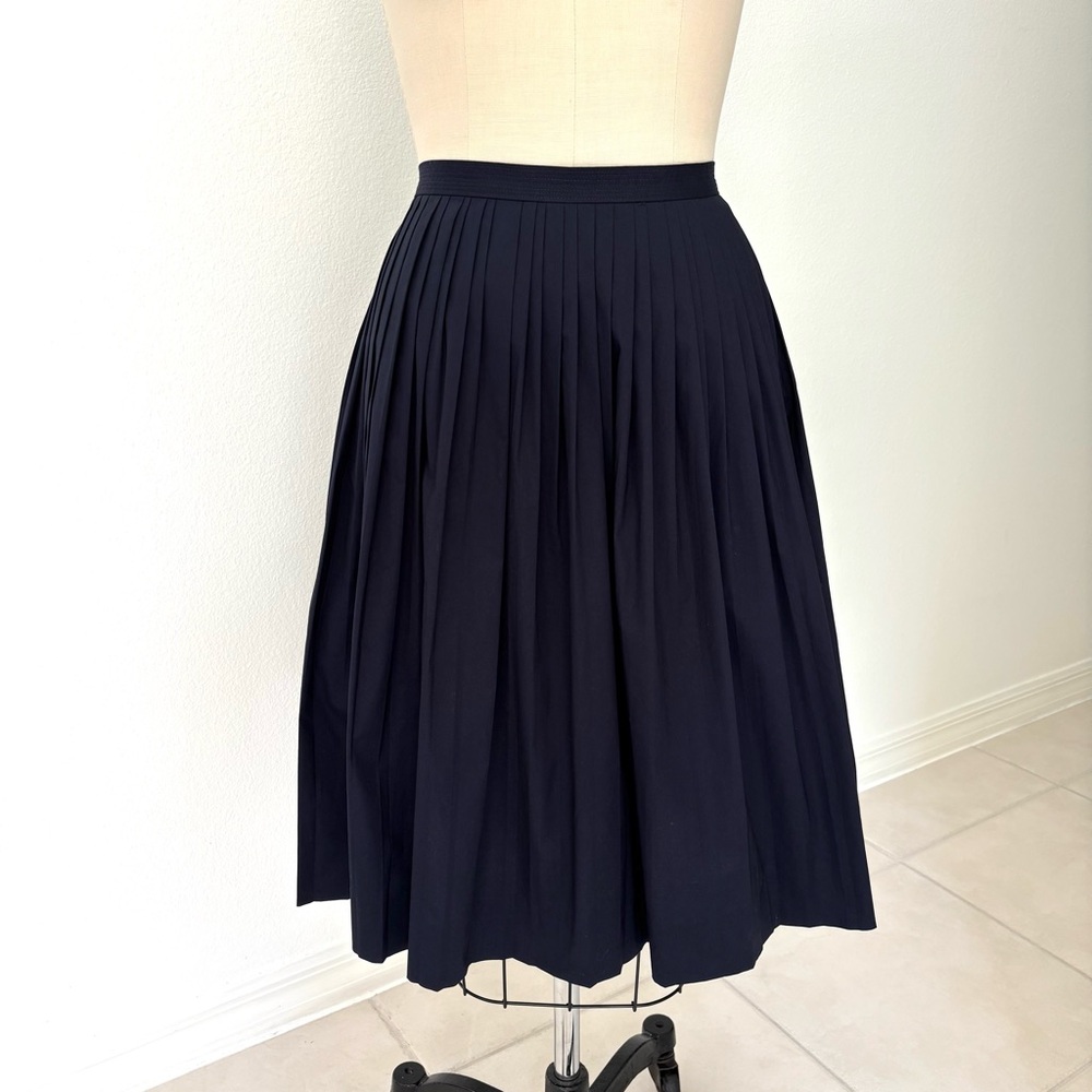 J Crew Midi Skirt NWOT Micro Pleated Navy Cotton Classic 8